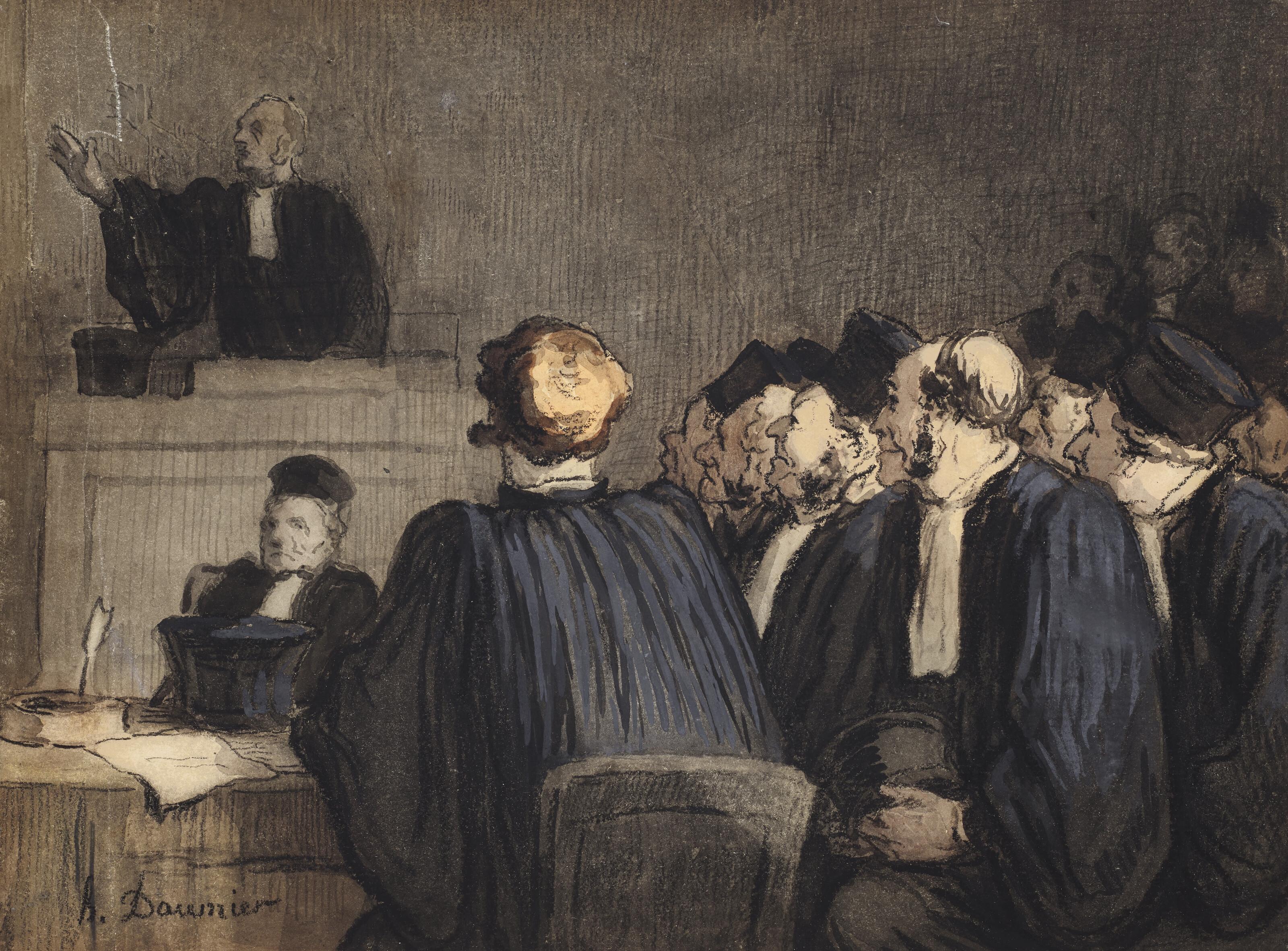 Honore Daumier - Scène de tribunal (Le Plaidoyer)
