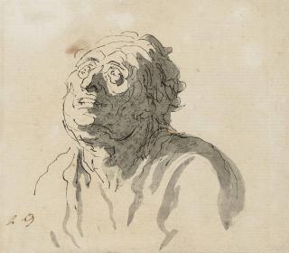 Honoré Daumier - Tête d\'homme (recto); Profil d\'homme (verso)
