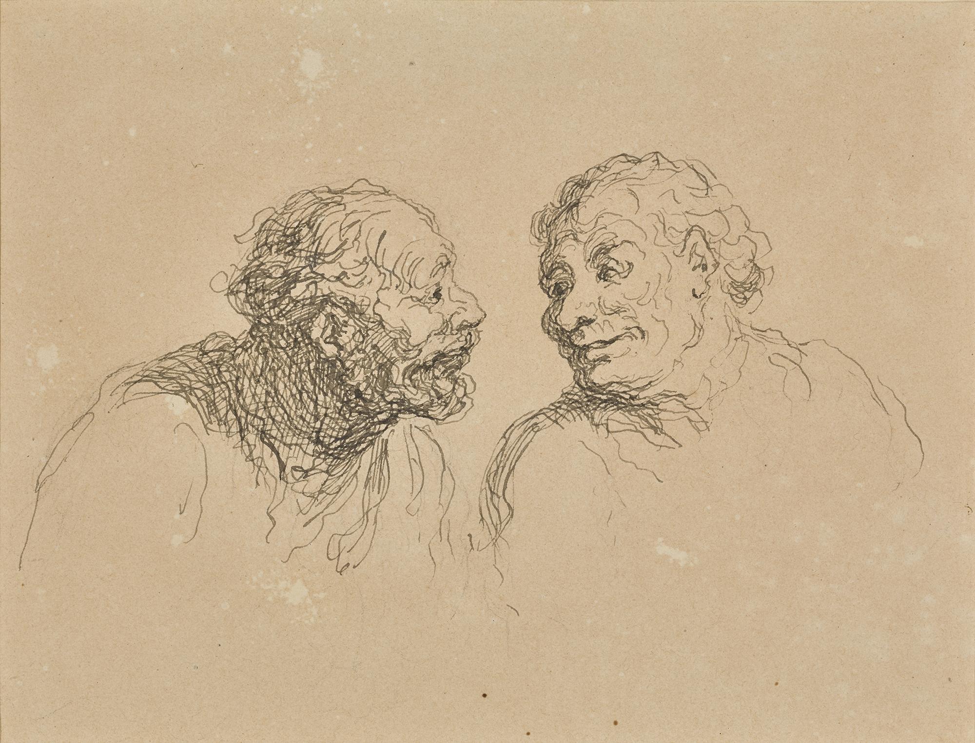 Honoré Daumier - Têtes De Deux Hommes 