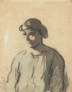 Honoré Daumier - Une Femme À Mi-Corps, Tournée Vers la Gauche