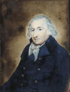Horace Hone, A.R.A. - Portrait of a gentleman in blue coat with white stock