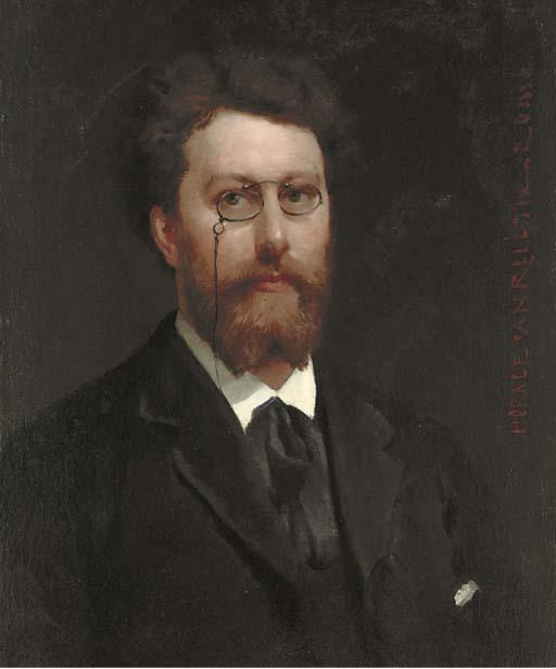 Horace van Ruith - Portrait of a gentleman, bust-length, wearing a black jacket and spectacles