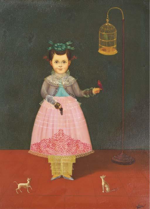 Horacio Renteria Rocha - Girl with a cardinal