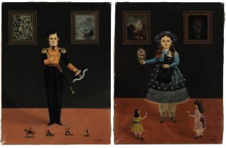 Horacio Rentería Rocha - Two Portraits (Boy in Uniform and Girl with Flowers)