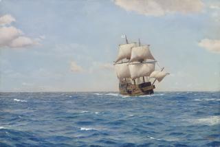 Horatio Gerardo Garcia - Mayflower with Pilgrim in the Atlantic, year 1620