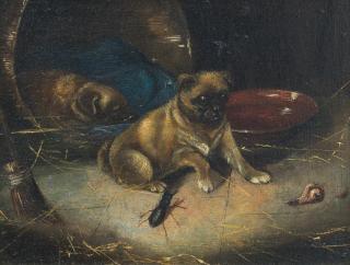 Horatio Henry Couldery - A Pug Startled by a Stag Beetle
