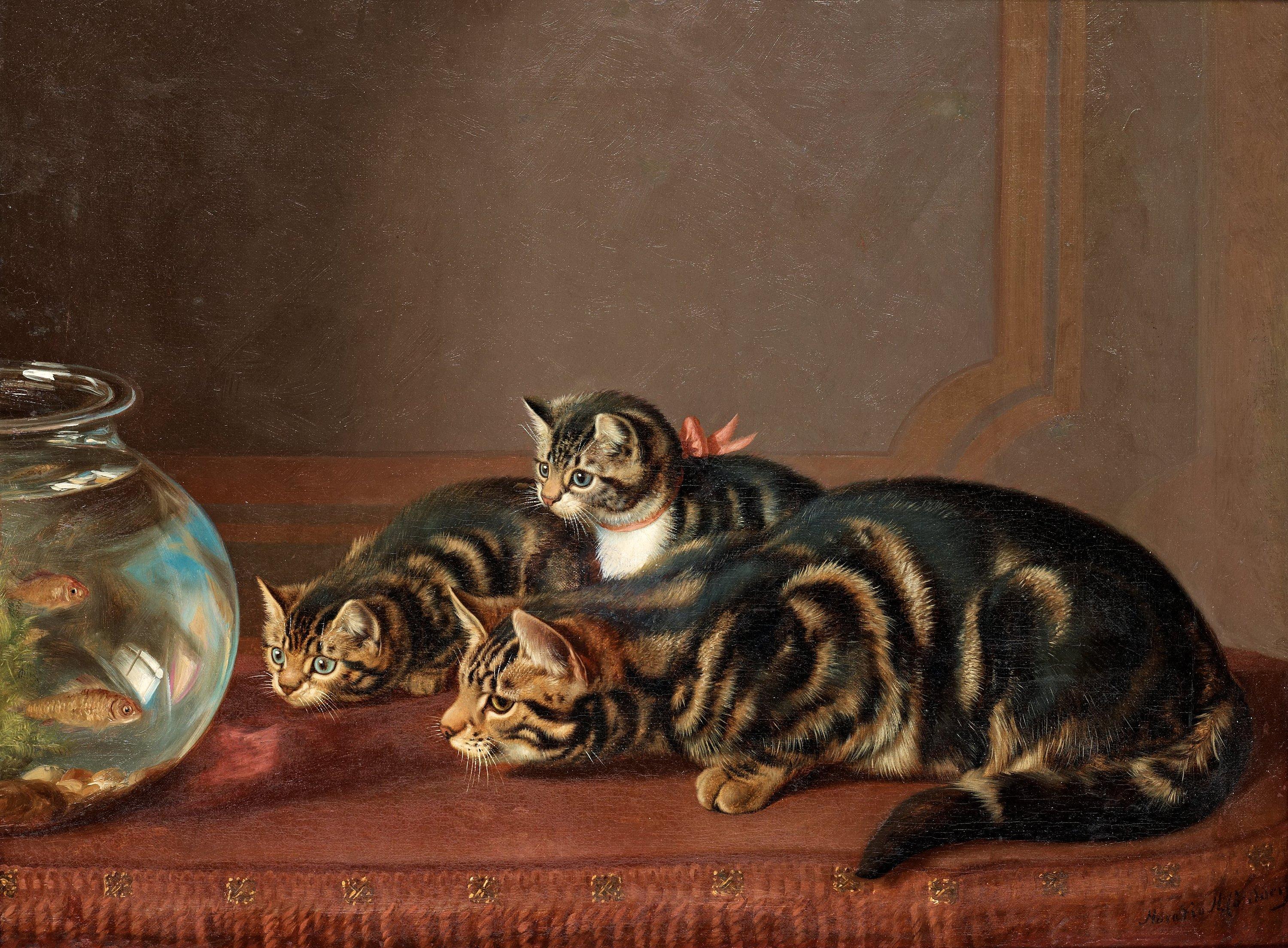 Horatio Henry Couldery - Cats by a fishbowl