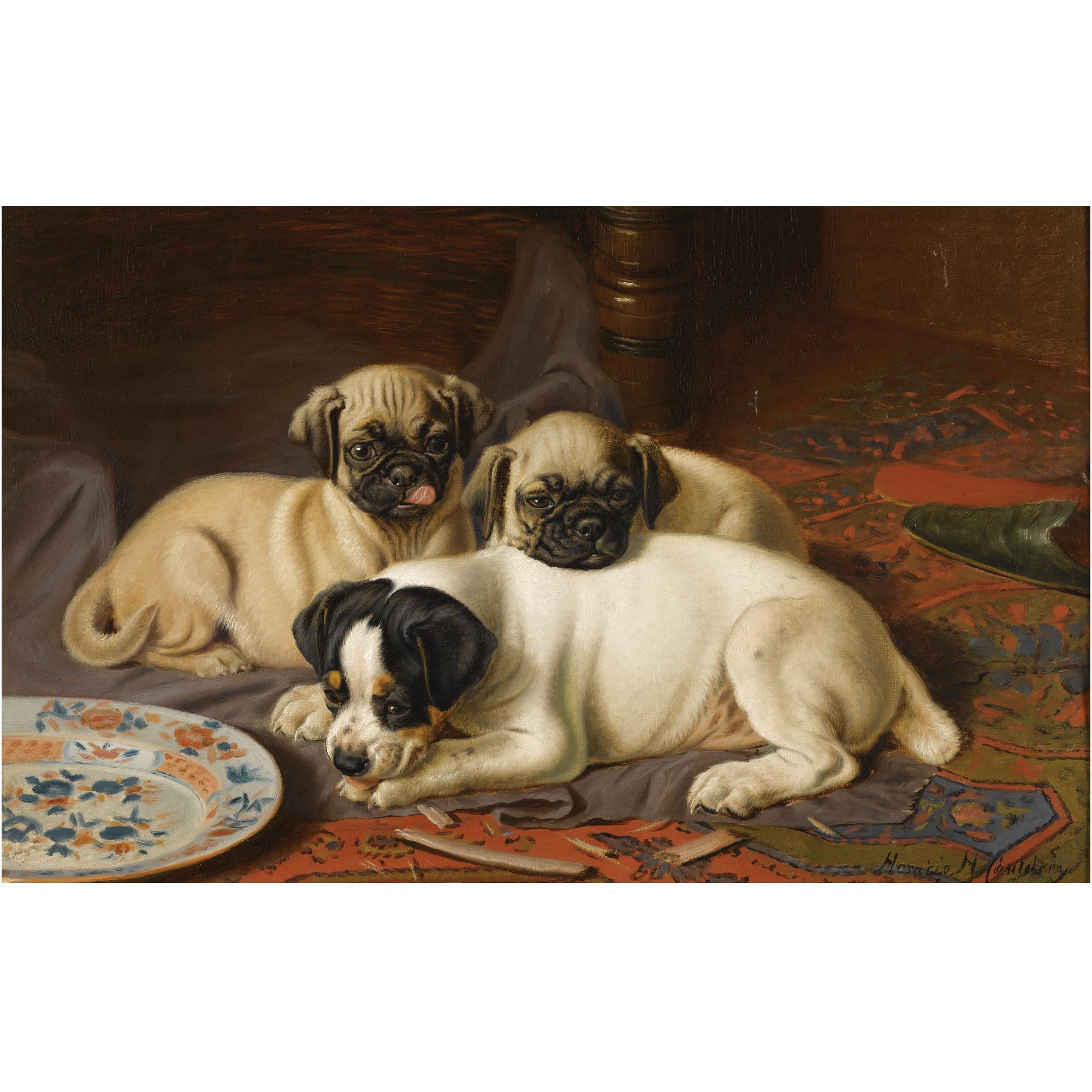 Horatio Henry Couldery - Dinner, Two Pugs And A Terrier