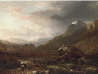 Horatio Mcculloch, R.S.A. - A storm gathering in the highlands