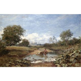 Horatio Mcculloch R.S.A. - A View Of Edinburgh Castle From The Water Of Leith