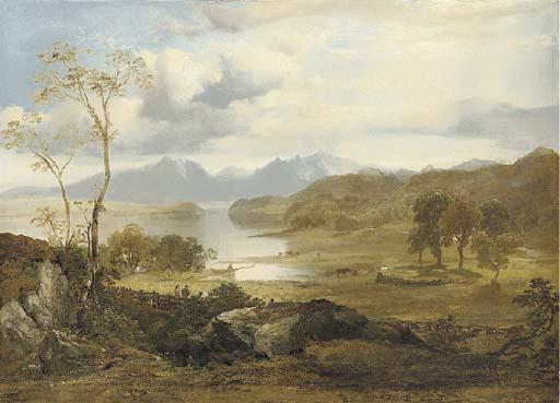 Horatio McCulloch, R.S.A. - View of Loch Fad, Isle of Bute, with Arran in the distance