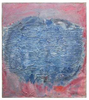 Horia Damian - Forme bleue sur fond rose