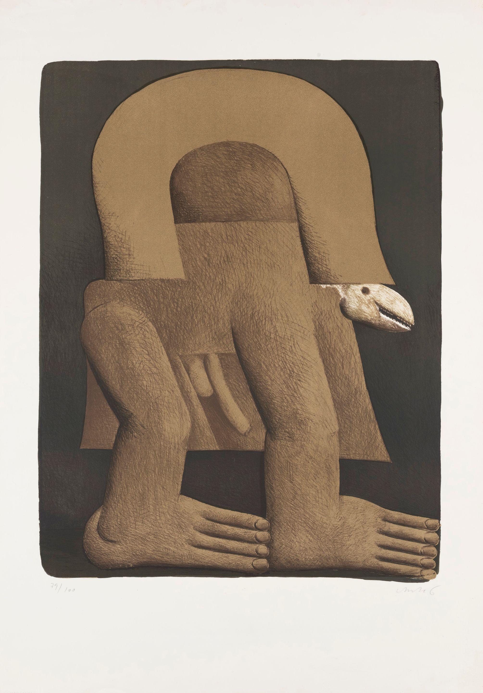 Horst Antes - Figur mit schlangenkopf, 1971