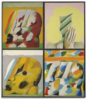 Horst Antes - (i) Kopf Rot-Grau auf Ocker   (ii) Zürcher Kopf (Gelb-rosa)    (iii) Gelber Kopf mit Schwarzen Flecken   (iv) Dekorativer Kopf