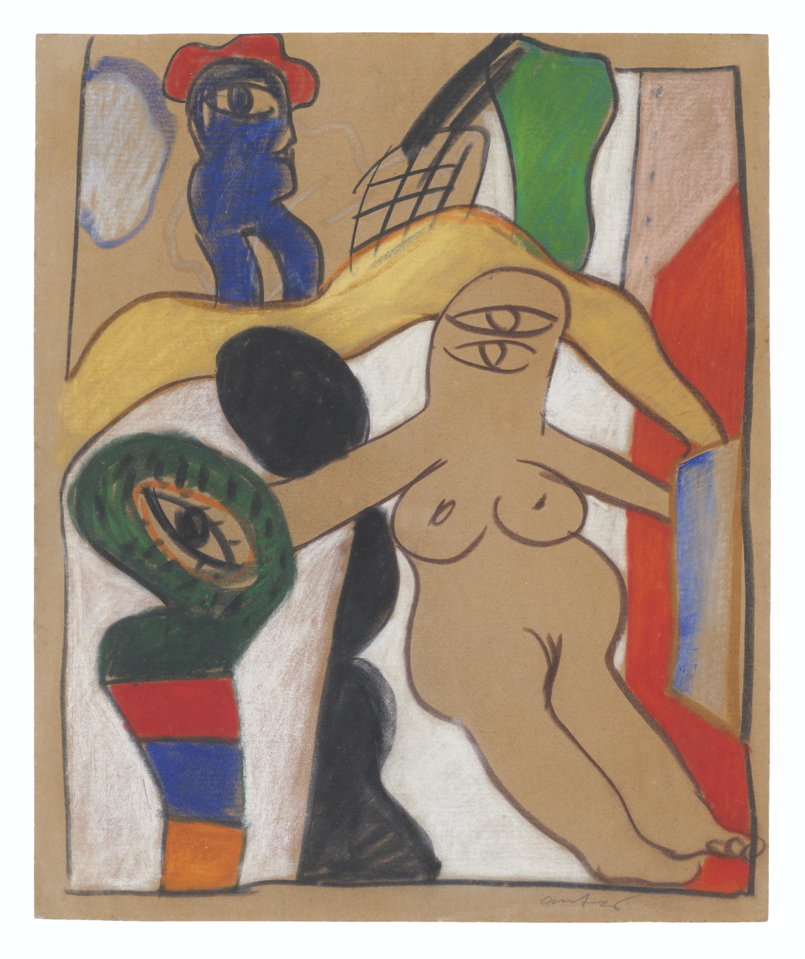 Horst Antes - White and Blue Figures