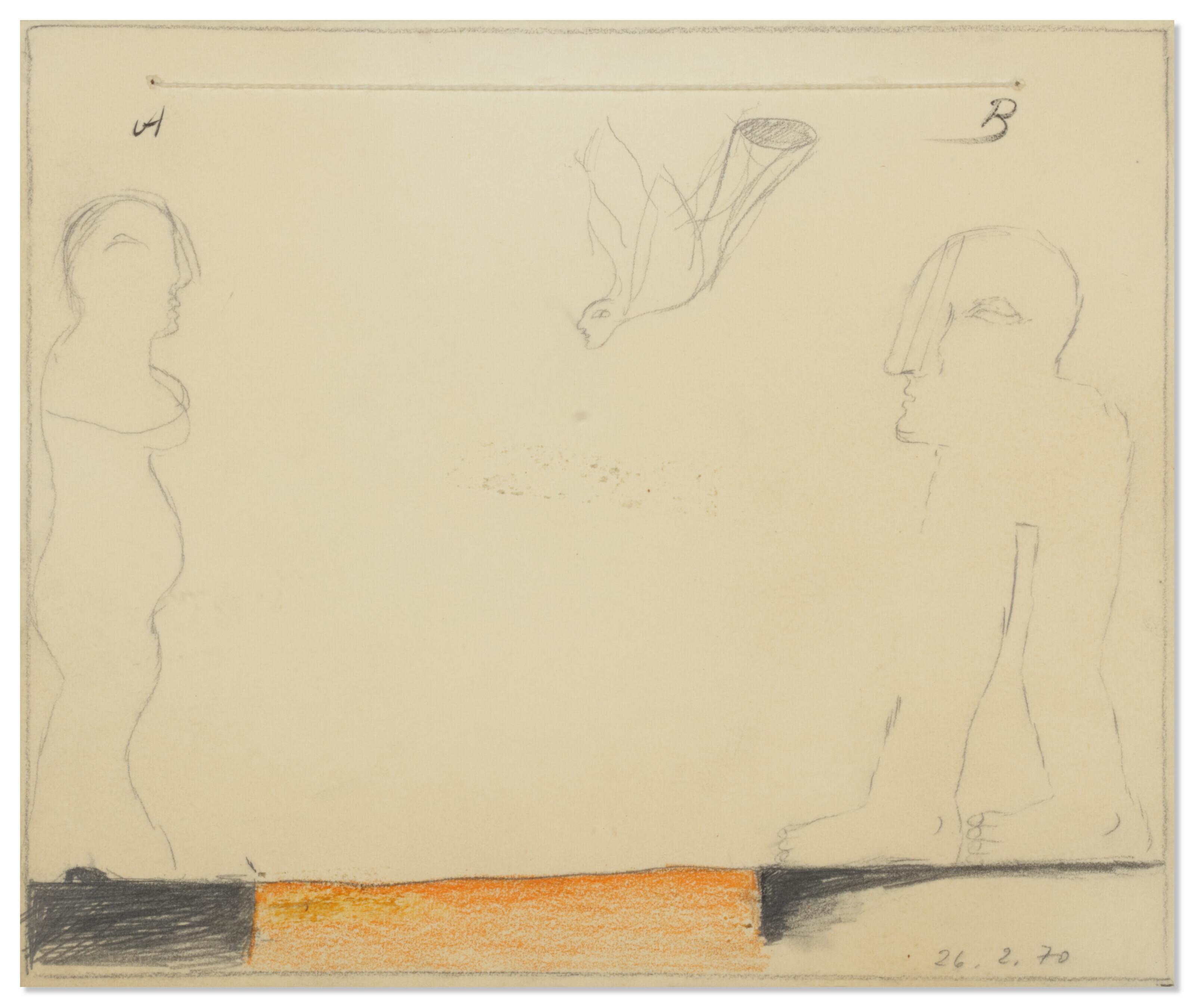 Horst Antes - Zeichnung mit Schnur A-B