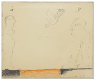 Horst Antes - Zeichnung mit Schnur A-B