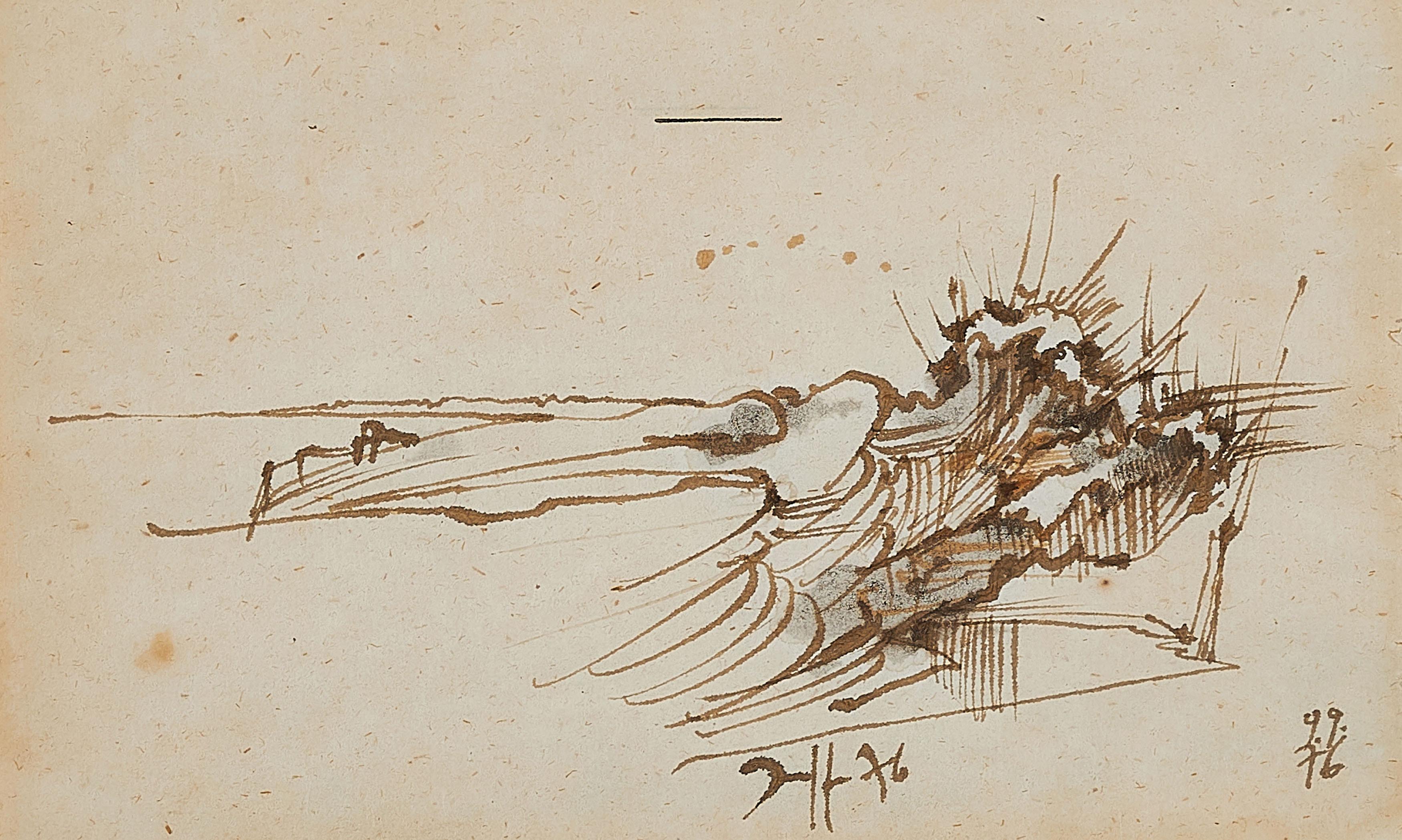 Horst Janssen - Landschaft nach Rembrandt.