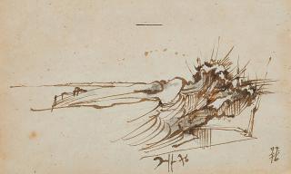 Horst Janssen - Landschaft nach Rembrandt.