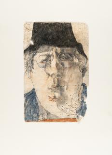 Horst Janssen - Selbstbildnis mit schwarzem Hut