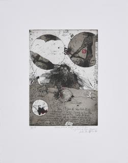 Horst Janssen - Zwei kollidierende Sphären (weiß-braun).