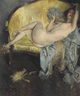 Howard Chandler Christy - Nude On A Sofa