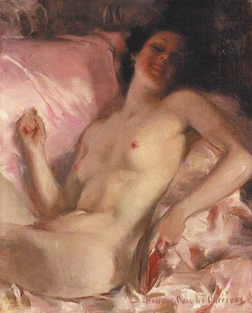 Howard Chandler Christy - Portrait Of A Nude Woman In Repose