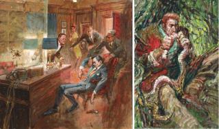 Howard Mueller - Two illustrations to Ian Fleming\'s Man with the Golden Gun