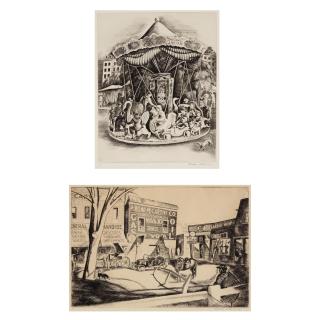 Howard Norton Cook - Taos Plaza; Merry Go Round 2