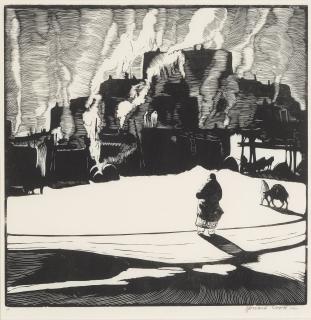 Howard Norton Cook - Taos Pueblo Smokes