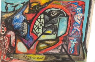 HP Zimmer - Ohne Titel (Interieur mit Figuren).