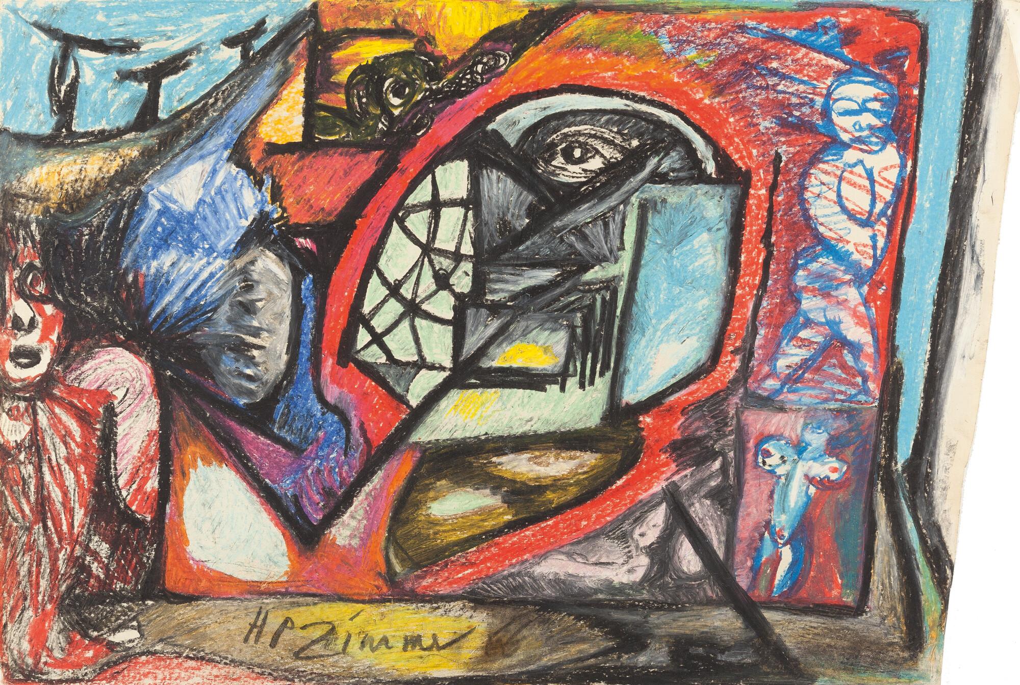 HP Zimmer - Ohne Titel (Interieur mit Figuren)