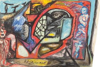 HP Zimmer - Ohne Titel (Interieur mit Figuren)