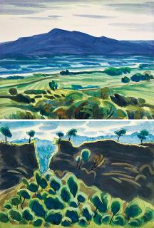 Hsiao Ju-Sung - Feifeng Mountain And Dahu Village (Set Of Two Pieces)(Painted In 1989)