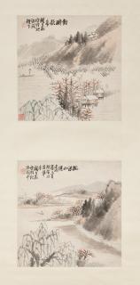 Hu Gongshou - Fishing in Autumn Day; The Fairy Scenery of Peach Village, 1862