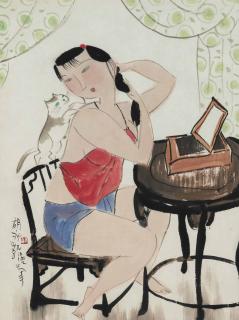 Hu Yongkai - Lady and Cat