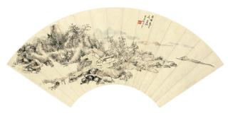 Huang Binhong - Hermitage By The Stream