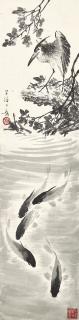 Huang Huanwu - Egret And Carps