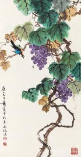 Huang Huanwu - Grape And Bird