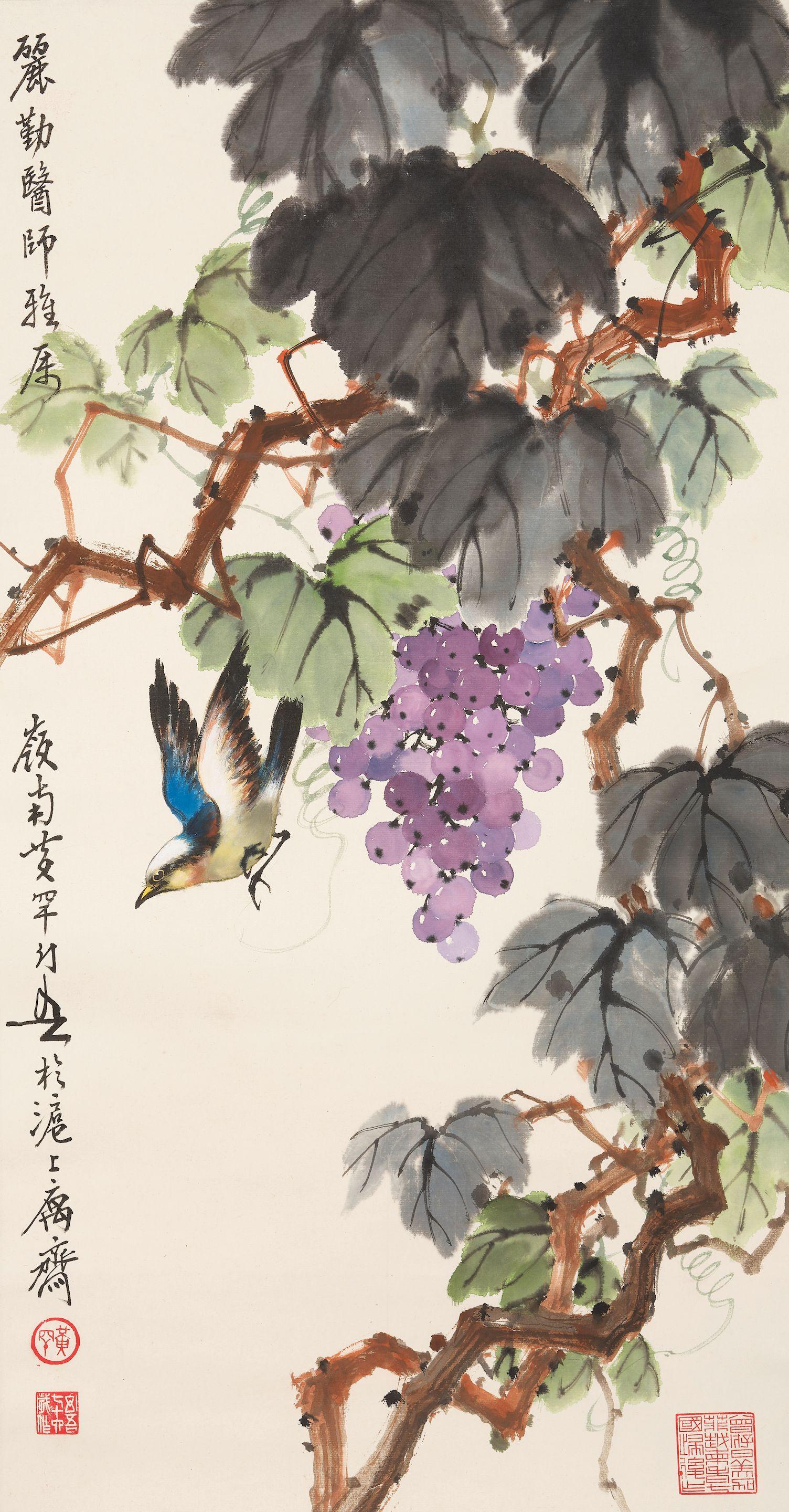 Huang Huanwu - Grapes And An Oriole