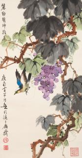 Huang Huanwu - Grapes And An Oriole