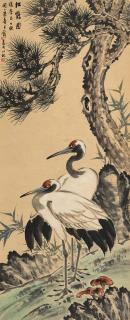 Huang Junbi - Pine And Cranes