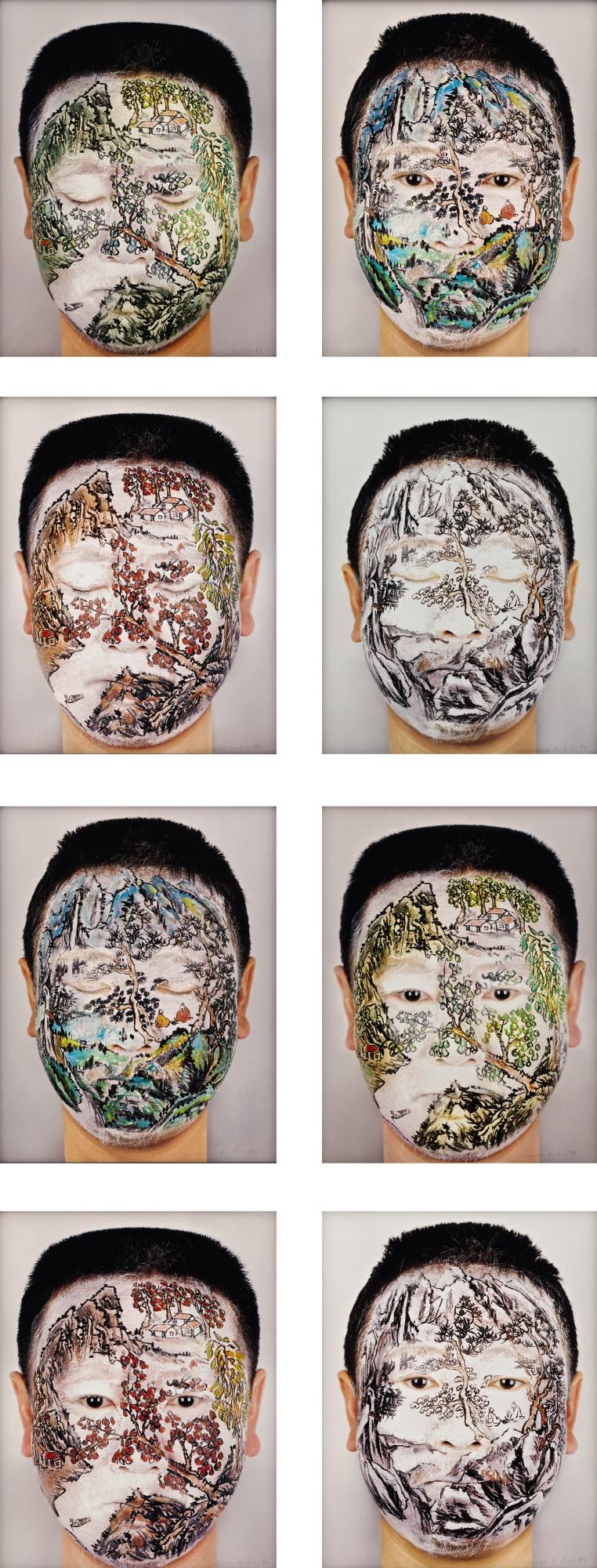 Huang Yan - Chinese Landscape Face Painting Series No.9 (Set Of Eight)