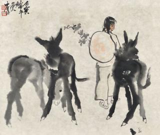 Huang Zhou - Donkeys and Girl