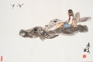 Huang Zhou - Girl And Buffaloes