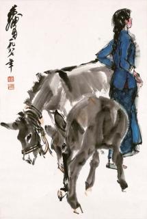 Huang Zhou - Girl And Donkeys