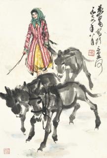 Huang Zhou - Girl Herding Donkeys