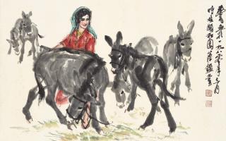 Huang Zhou - Girl Herding Donkeys
