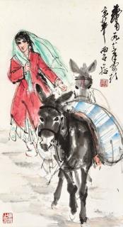 Huang Zhou - Girl Herding Donkeys