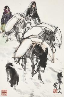 Huang Zhou - Girls Herding Donkeys